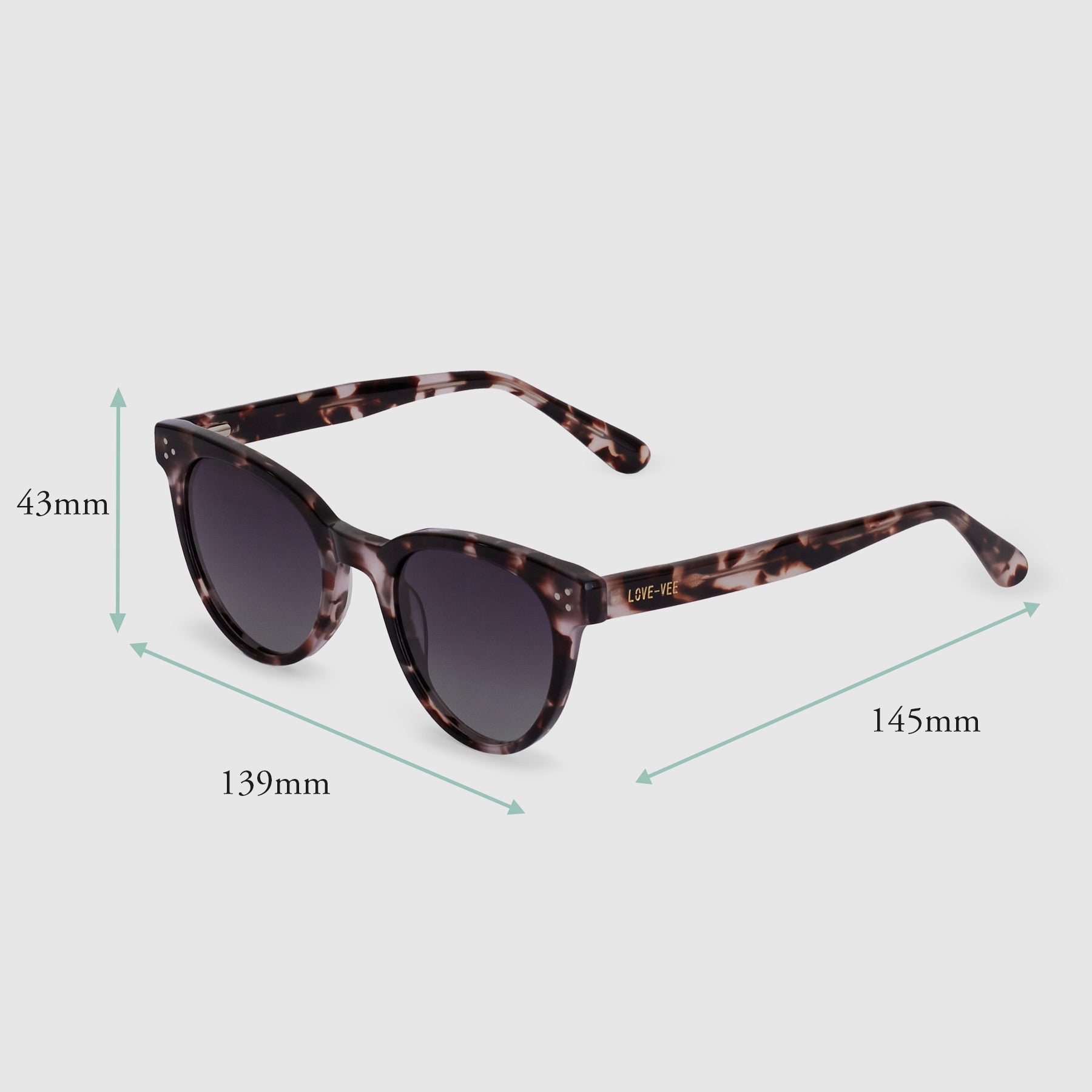 Cosmopolitan | Plant-Based Acetate Grey Tortoiseshell Sunglasses Measurements